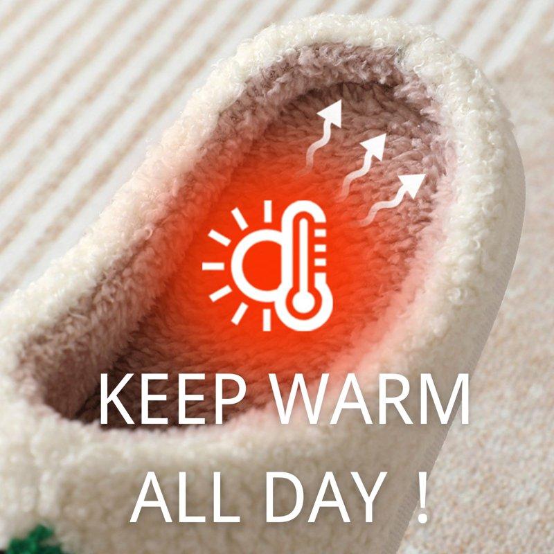 BERANMEY Cute Cartoon Flower Slippers For Women Soft Plush Comfy Warm Slip-On Couple Slippers Fo Women Indoor Fluffy House Slippers For Women And Men Non-slip Fuzzy Flat Slides