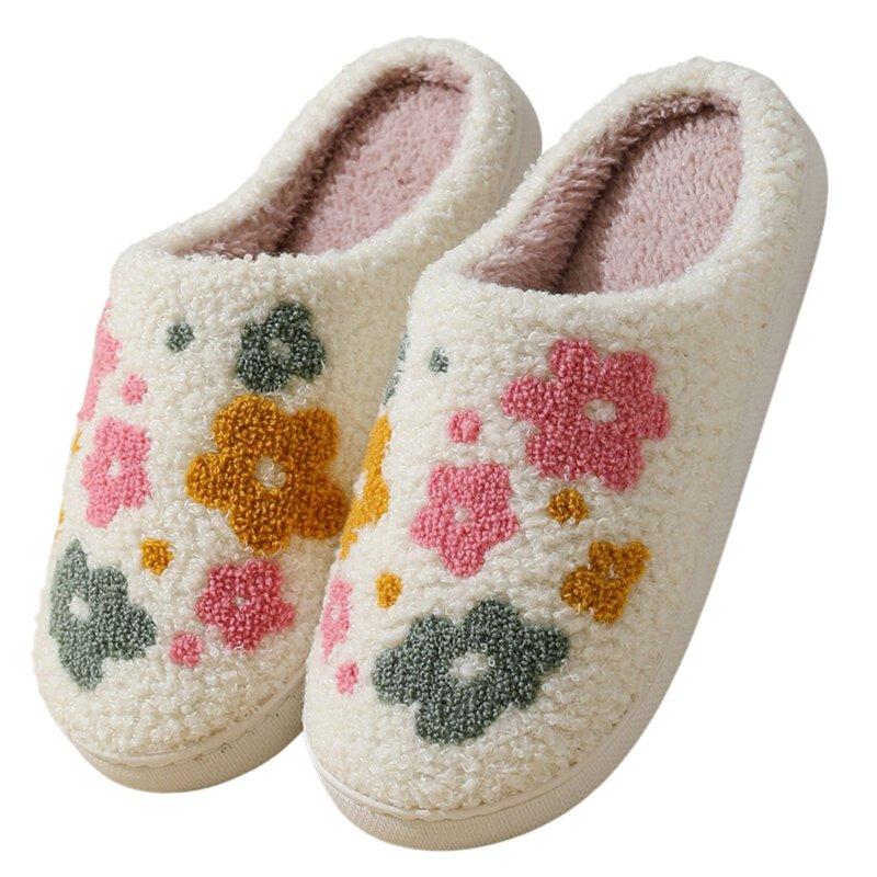 BERANMEY Cute Cartoon Flower Slippers for Women Soft Plush Comfy Warm Slip-On Couple Slippers fo Women Indoor Fluffy House Slippers for Women and Men Non-slip Fuzzy Flat Slides BERANMEY Cute Cartoon Flower Slippers for Women Soft Plush Comfy Warm Slip-On Couple Slippers fo Women Indoor Fluffy House Slippers for Women and Men Non-slip Fuzzy Flat Slides