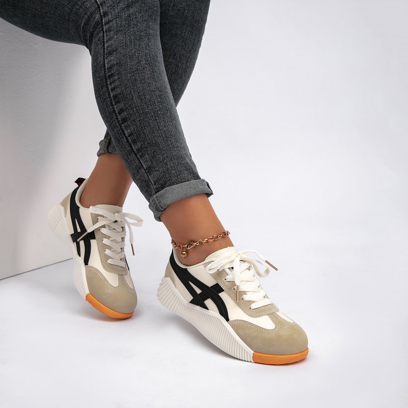 BERANMEY Women's Tennis Sneakers Walking Flat Low-Top Casual Lace-Up Orthopedic Sneakers For Women Comfort Vintage Sneakers With Walking Sports Work Traval