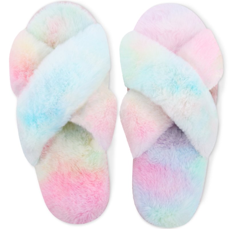 Bergman Kelly Fuzzy House Slippers for Women Anti-Slip & Open Toe Scuff Style Home Shoes Clouds Collection