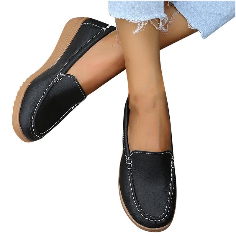 BLTIBY 2025 Loafers For Women Penny Shoes Comfortable Slip On Casual Ladies Fashion Moccasins Lightweight Round Toe Driving Flats Boat Shoes Black 38