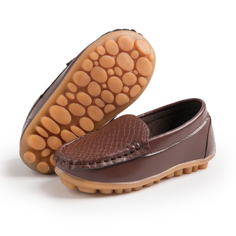 Bonario Toddler Boys Girls Shoes Slip-On Flats Boat Leather Loafers Moccasin For Little Kids