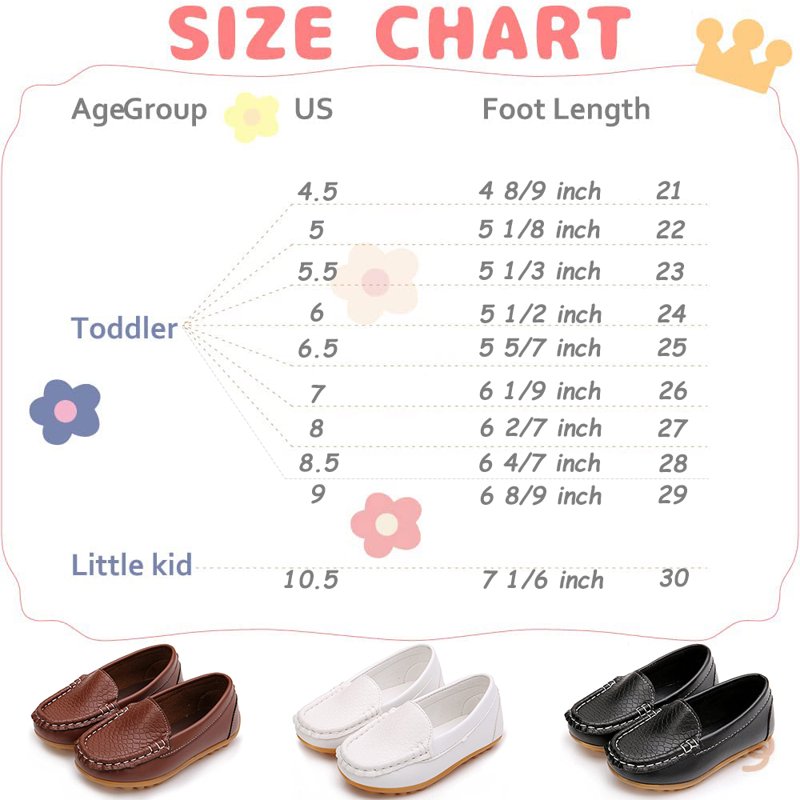 Bonario Toddler Boys Girls Shoes Slip-On Flats Boat Leather Loafers Moccasin For Little Kids
