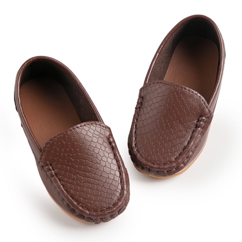 Bonario Toddler Boys Girls Shoes Slip-On Flats Boat Leather Loafers Moccasin for Little Kids