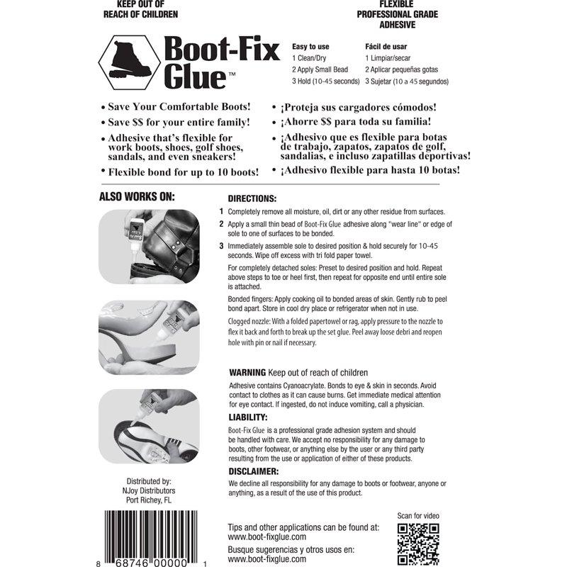 Boot-Fix Glue Professional Grade - Easy To Use Glue Flexible Bond Boots Fix Glue & No Clamping Needed Adhesive 20g