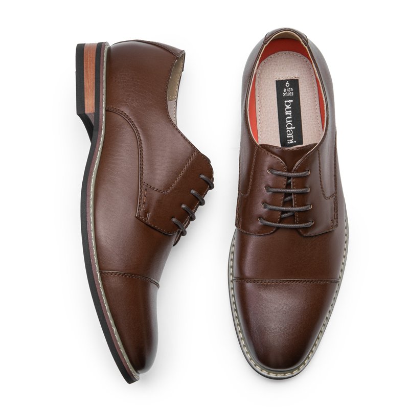 BURUDANI Italy Men's Prince Classic Modern Formal Oxford Wingtip Lace Up Dress Shoes