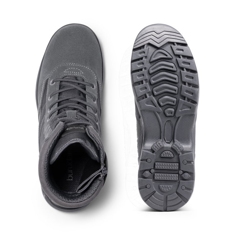 BURUDANI Men's Military Tactical Work Boots Side Zipper Leather Motorcycle Combat Boots