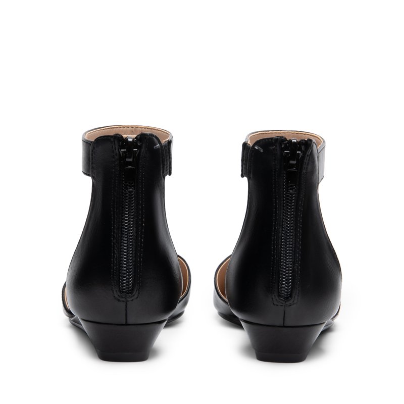 BURUDANI Women Flats Shoes Low Wedge Sandals Ankle Strap Pointed Toe