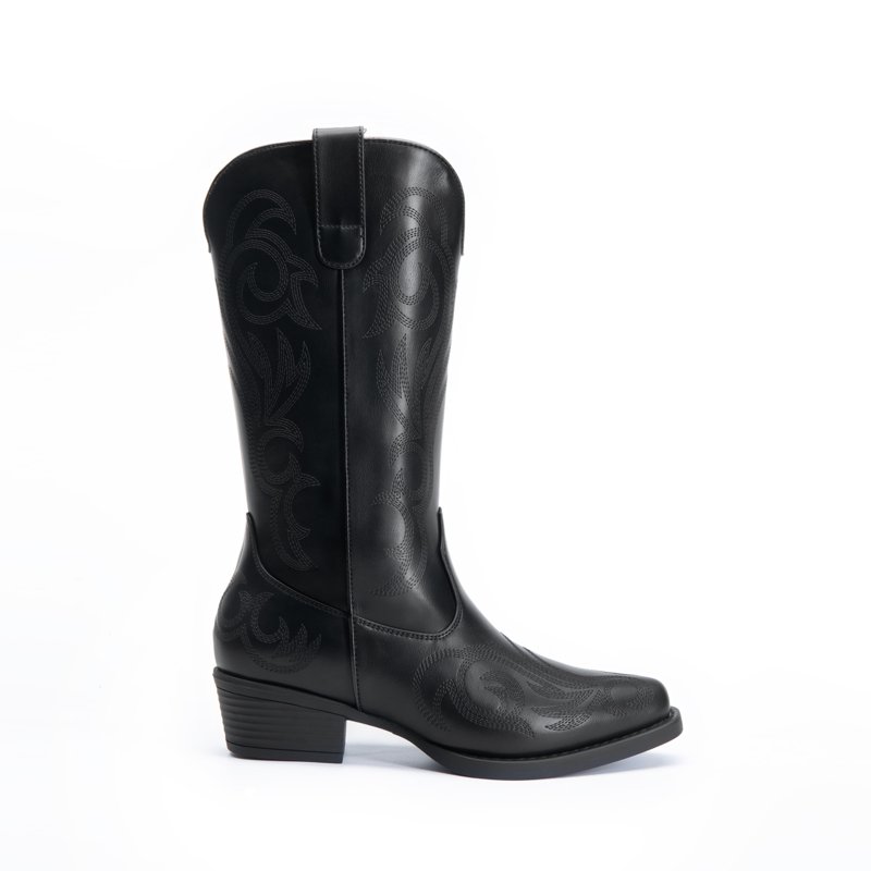 BURUDANI Women’s Western Cowboy Boots Mid-Calf Cowgirl Boots With Chunky Heel & Embroidered Stitching