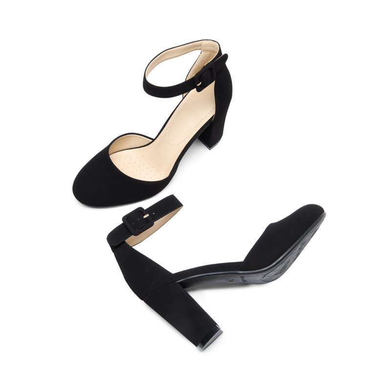 BURUDANI Womens High Heel Closed Toe Chunky Wedding Shoes Pumps