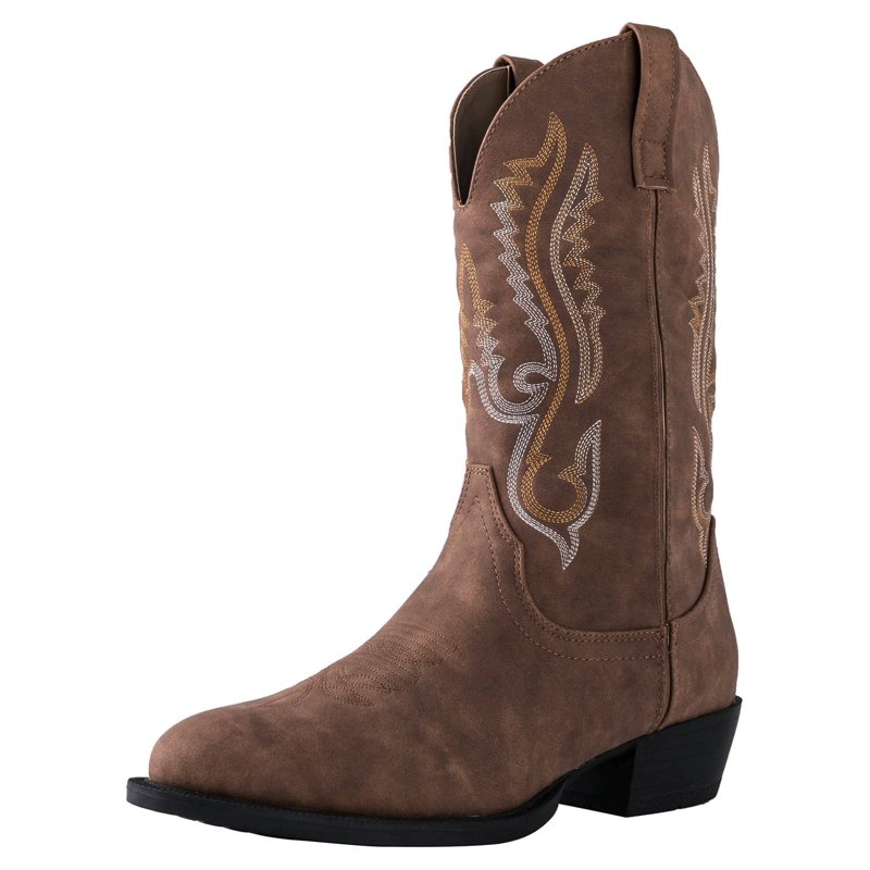 Canyon Trails Mens Classic Durable Round Toe Embroidered Western Rodeo Cowboy Boots