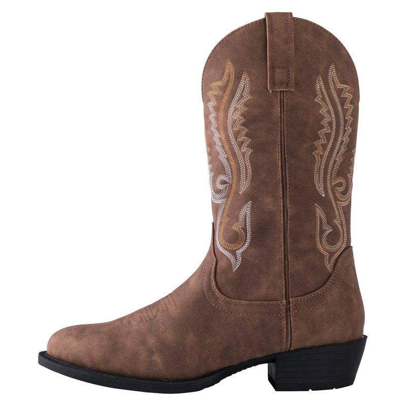 Canyon Trails Mens Classic Durable Round Toe Embroidered Western Rodeo Cowboy Boots