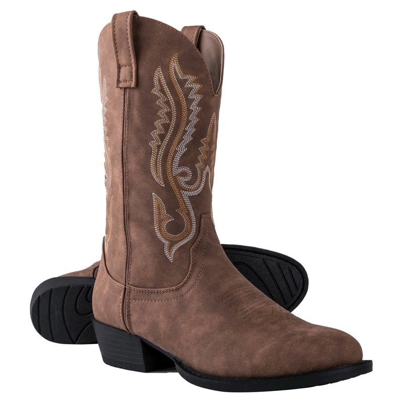 Canyon Trails Mens Classic Durable Round Toe Embroidered Western Rodeo Cowboy Boots