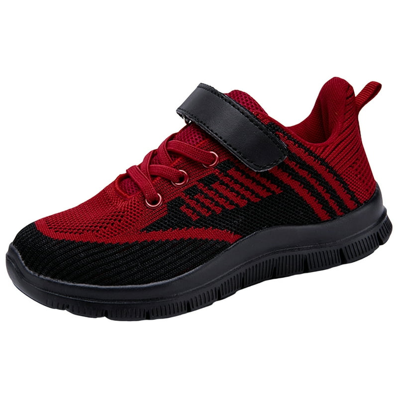 Caqnni Boys' Girls' Sneakers Fashion All Season Children Girls Sports Shoes Flat Athletic Bottom Lightweight Non Toddler Athletic Running Shoes Casual Sport Shoes (Red 34)