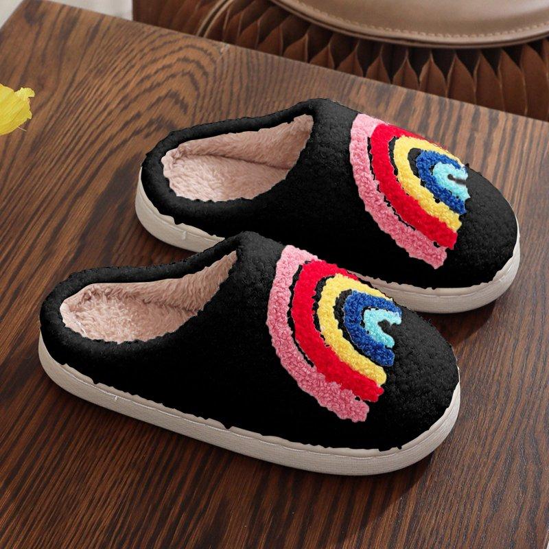 Ccpelsie Kids Cartoon House Slippers Flat Closed Toe Indoor Slippers Boys Girls Lightweight Non Slip Fall Shoes(Black 10.5)
