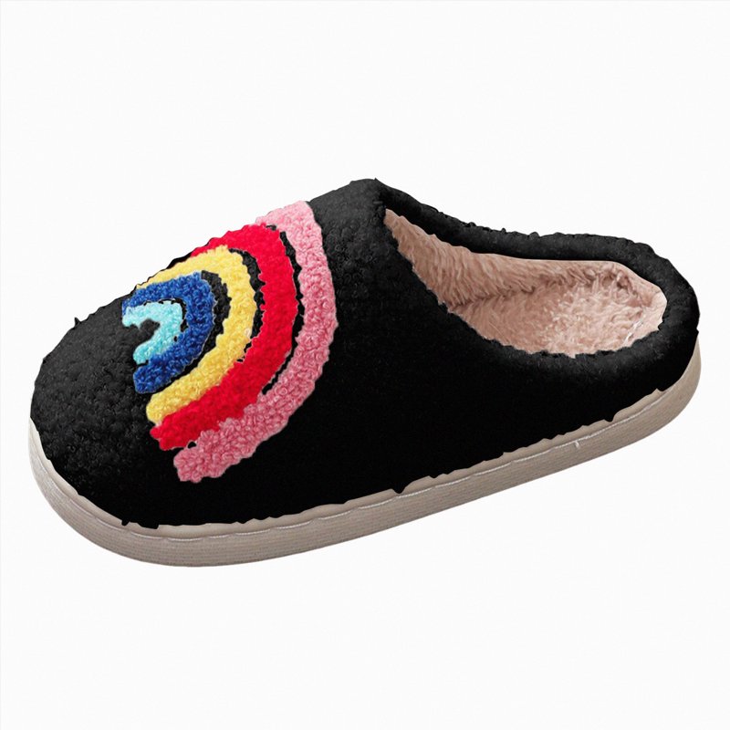 Ccpelsie Kids Cartoon House Slippers Flat Closed Toe Indoor Slippers Boys Girls Lightweight Non Slip Fall Shoes(Black 10.5)