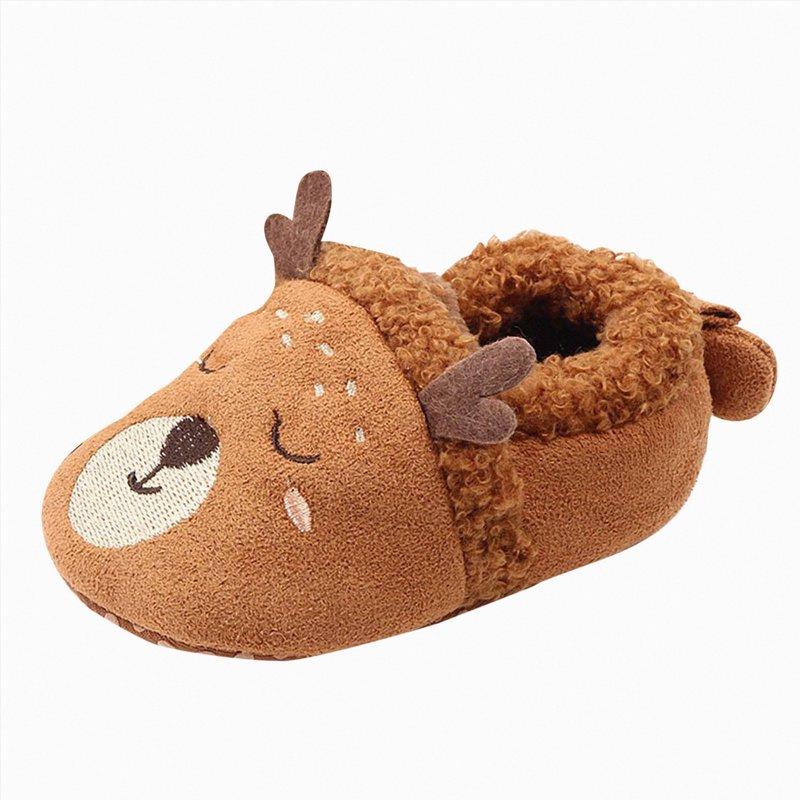 Ccpelsie Plush Warm Slippers for Girls Boys Kids Toddlers Winter Indoor House Home Shoes Big/Little Kid(Brown 5)