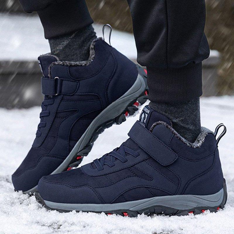 Chenyee Mens Snow Boots Casual Lightweight Warm Furry Lined Winter Non Slip Hiking Ankle Booties