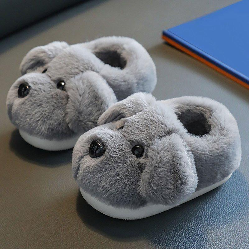 Children's Slippers Fluffy Animal Bedroom Slippers Non- Warm Soft Funny Slippers Fur Lined Winter Indoor Shoes For Toddler Girls 3.5-4 Years