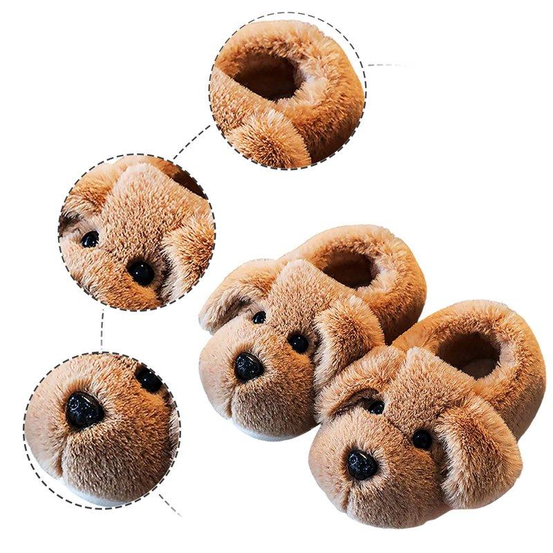 Children's Slippers Fluffy Animal Bedroom Slippers Non- Warm Soft Funny Slippers Fur Lined Winter Indoor Shoes For Toddler Girls 3.5-4 Years