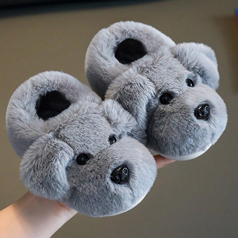 Children's Slippers Fluffy Animal Bedroom Slippers Non- Warm Soft Funny Slippers Fur Lined Winter Indoor Shoes for Toddler Girls 3.5-4 Years