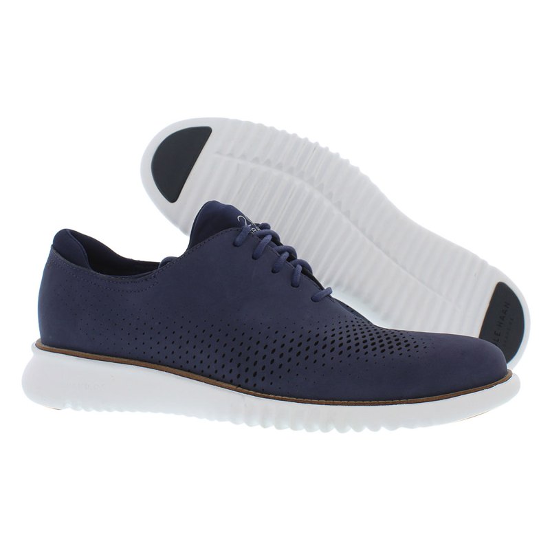 Cole Haan Men's 2 Zerogrand Laser Wing Marine Blue Ankle-High Leather Oxford Shoe - 11M