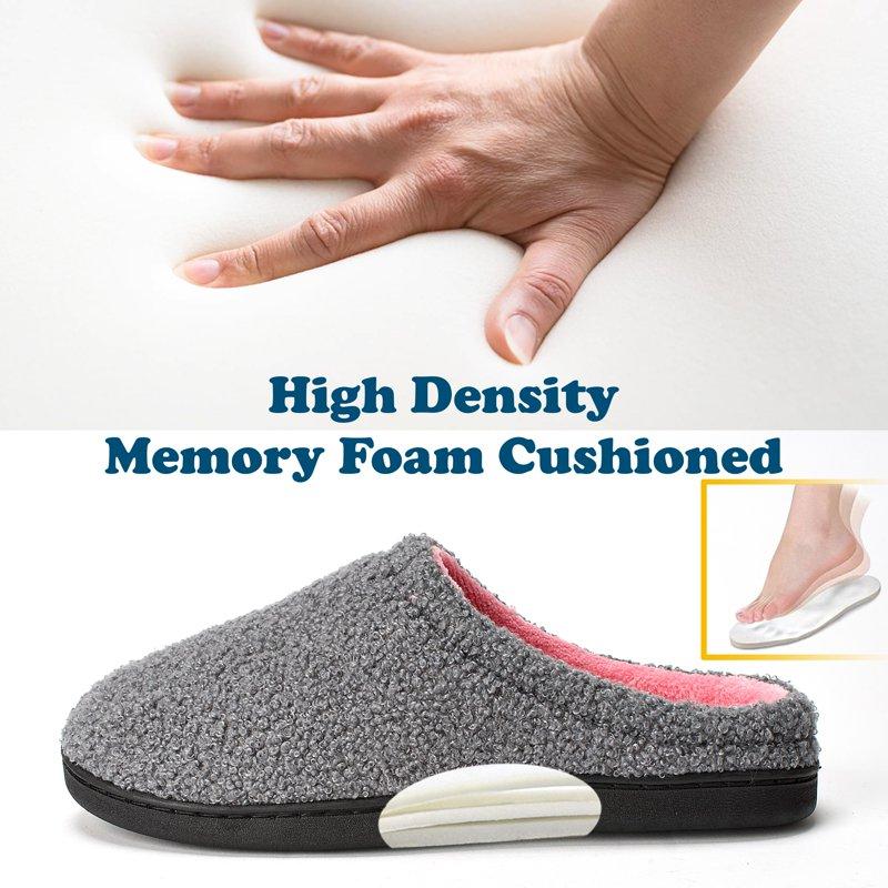 Cosyone1997 Fuzzy Two-Tone Slippers For Women Memory Foam House Shoes With Non-slip Sole For Indoor And Outdoor Comfort