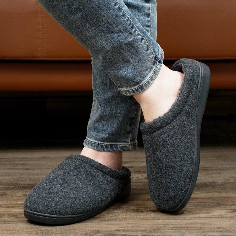 Cosyone1997 Men's Memory Foam Slippers Indoor Outdoor Cozy Fleece Lined Non-slip House Shoes