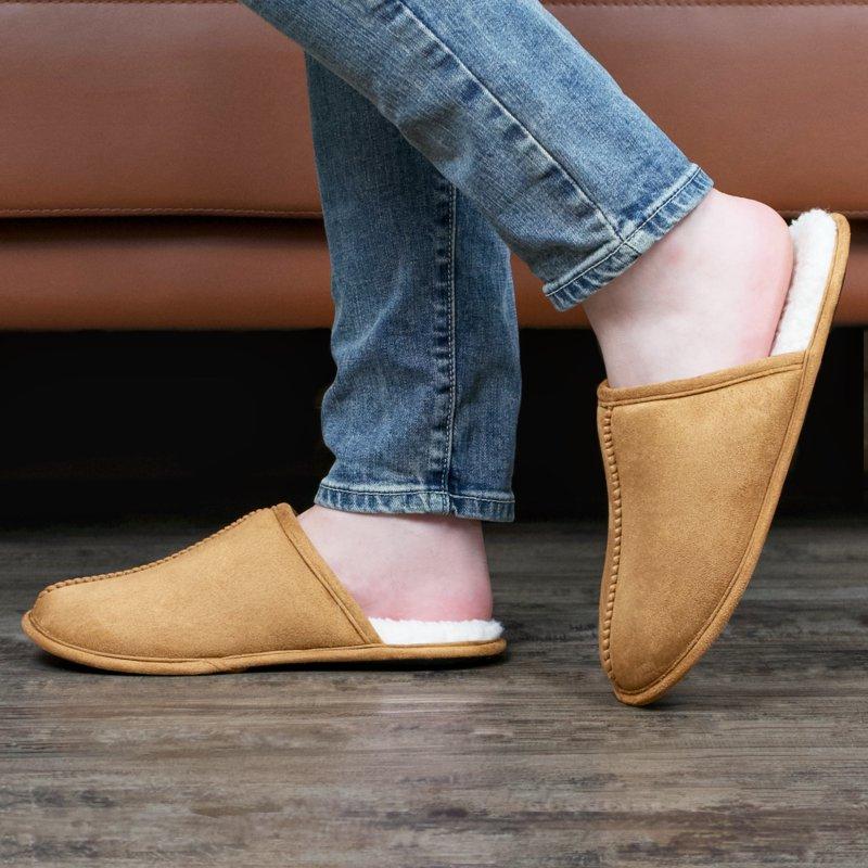 Cosyone1997 Men's Scuff Slippers Indoor Outdoor Memory Foam House Shoes Non-slip Rubber Soles