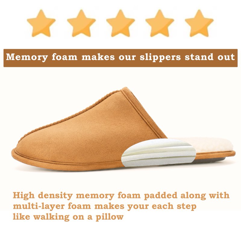 Cosyone1997 Men's Scuff Slippers Indoor Outdoor Memory Foam House Shoes Non-slip Rubber Soles