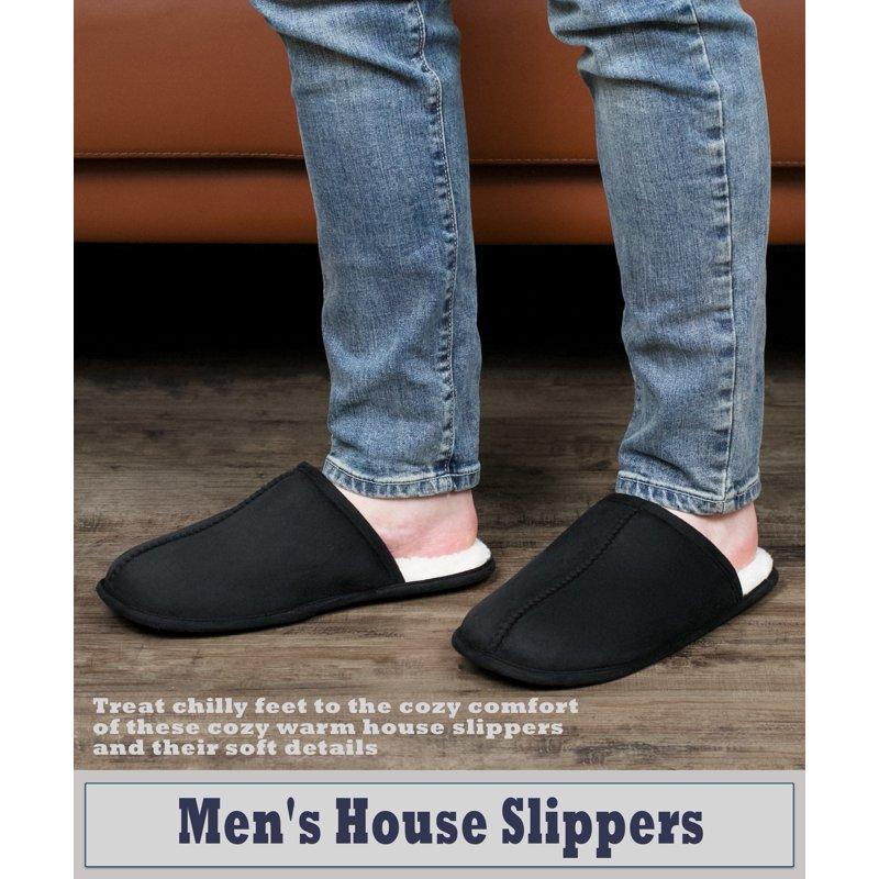 Cozylook Men's Slip-on Slippers Lightweight Memory Foam House Shoes With Anti-Skid Indoor Outdoor Sole