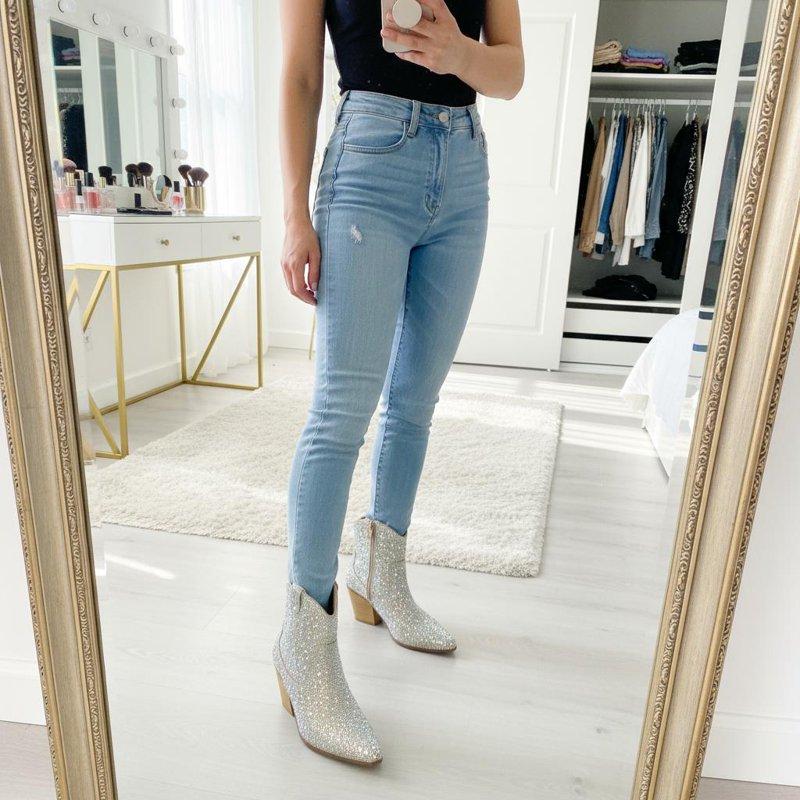 Cushionaire Bravo Sparkly Rhinestone Western Cowboy Ankle Boots For Women Glitter Boots With Memory Foam Wide Widths Available