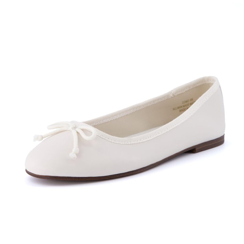 CUSHIONAIRE Como Ballet Flats For Women Round Toe Mary Jane Womens Flats With Memory Foam Comfort Eggshell 9.5
