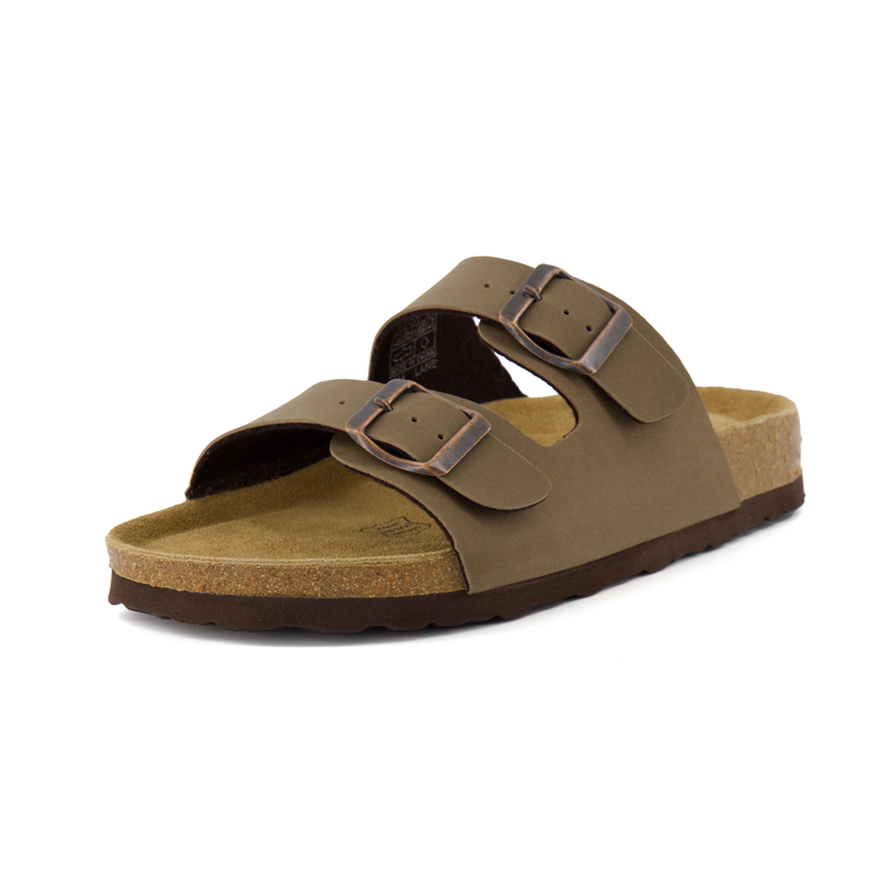 Cushionaire Women's Lane Cork Footbed Sandal – Comfortable Double Buckle Slip-On with Genuine Suede Footbed & Arch Support Slide Sandals for Women