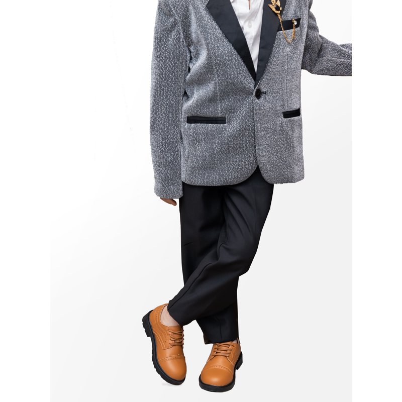 DADAWEN Toddler Boys Oxford Dress Shoes Synthetic Leather Lace Up Brown Loafer Flats For 5 Toddler