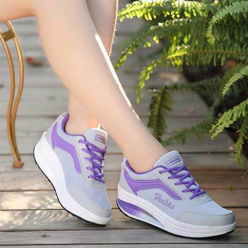 Deals Of The Day Clearance Dvkptbk Sneakers For Women Shaking Shoes Mesh Increased Thick-soled Travel Running Sports Shoes Women Purple 4.5
