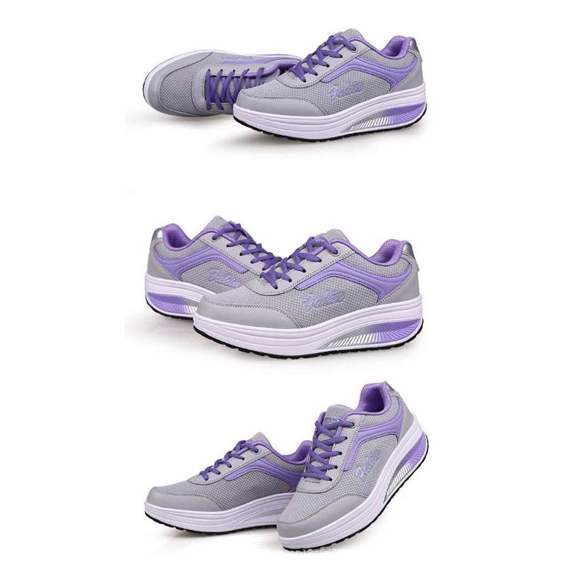 Deals Of The Day Clearance Dvkptbk Sneakers For Women Shaking Shoes Mesh Increased Thick-soled Travel Running Sports Shoes Women Purple 4.5