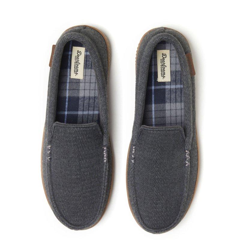 Dearfoams Cozy Comfort Men's Woven Moc W/ Accent Stitch Slippers