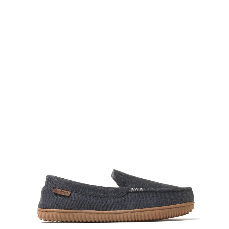 Dearfoams Cozy Comfort Men's Woven Moc W/ Accent Stitch Slippers