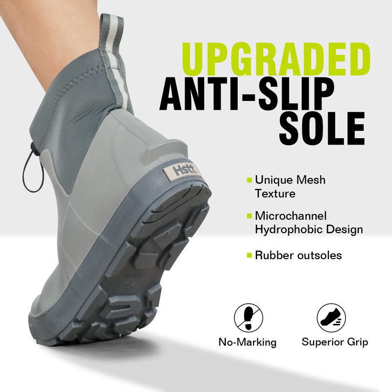 Deck Boots For Men's Ankle Rubber Rain Boots Waterproof Anti-Slip Waterproof Shoes Rubber Outdoor Fishing Boating Boots Water Work Shoes For Men