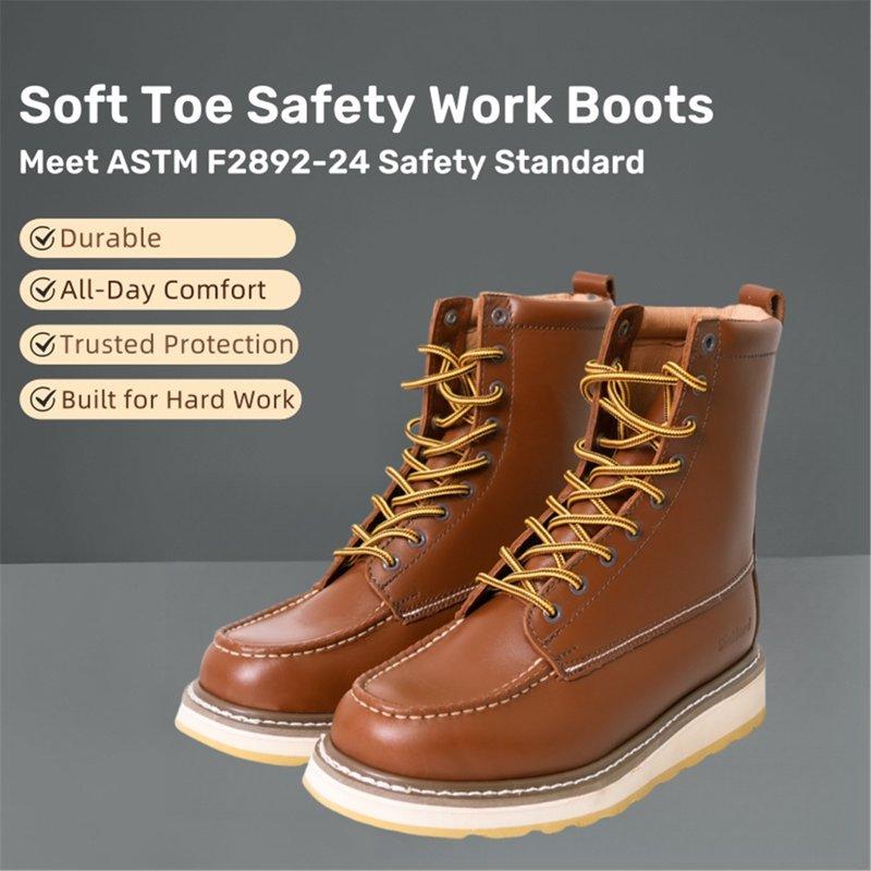 DH-86994 Men’s 8” Soft Toe Work Boots – Full-Grain Leather Goodyear Welt Slip & Oil Resistant EH Rated