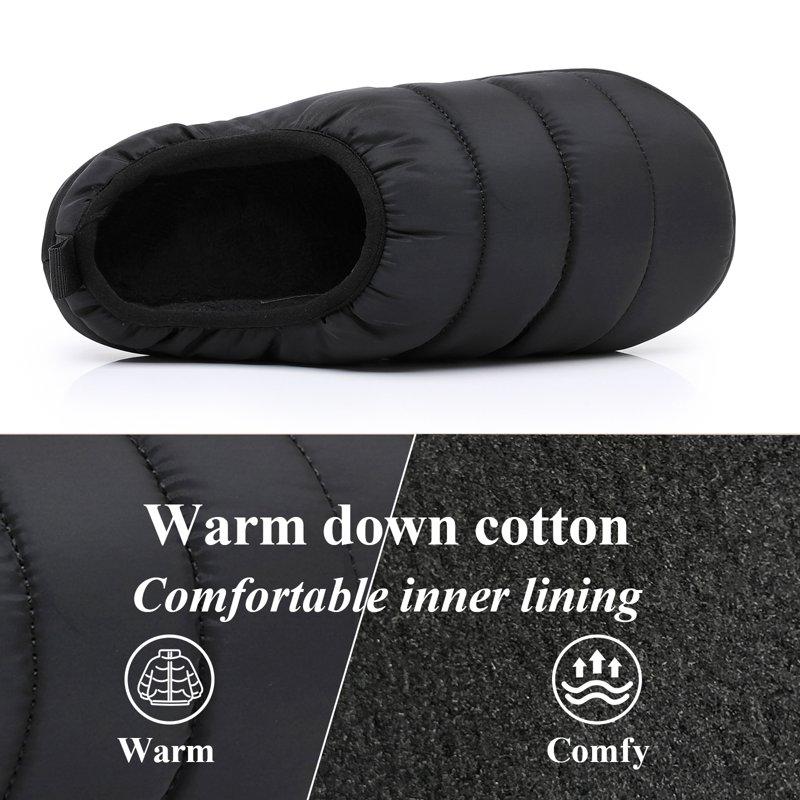 Down Cotton Slippers For Men Comfy Warm Slip On Shoes Memory Foam House Shoes Black 10