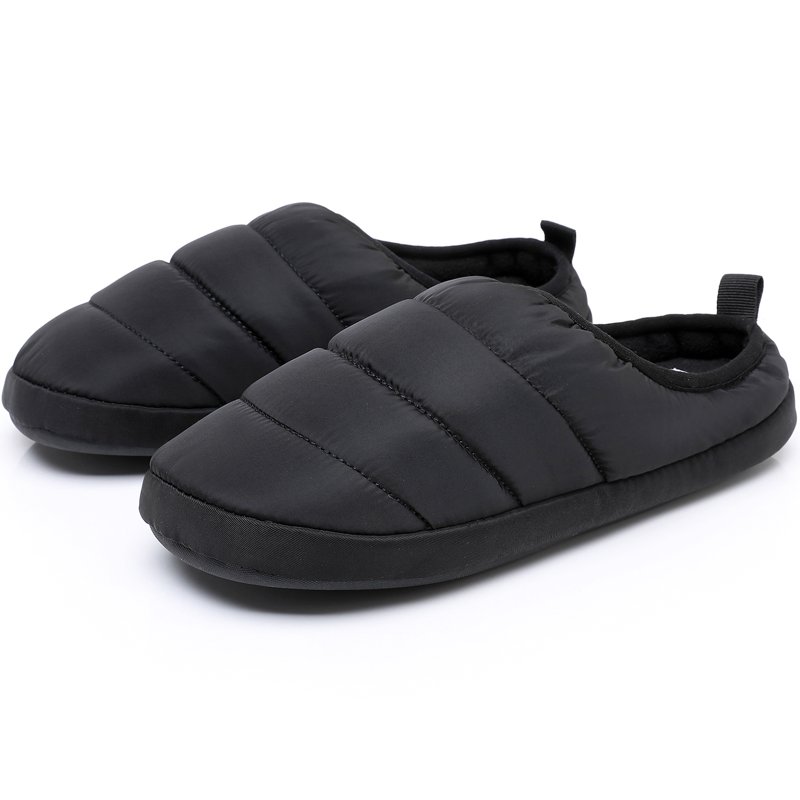 Down Cotton Slippers for Men Comfy Warm Slip on Shoes Memory Foam House Shoes Black 10