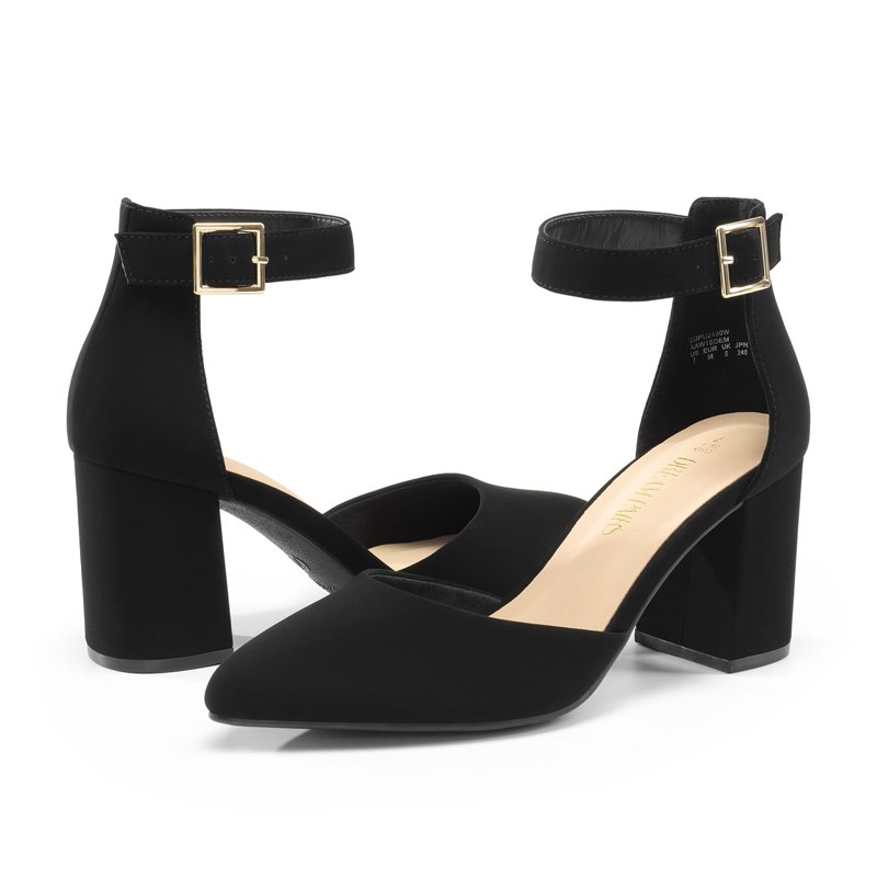 DREAM PAIRS ANNEE Women’s Pointed Toe Low Chunky Heel Pumps – Comfortable Dress Shoes For Work Parties And Everyday Wear