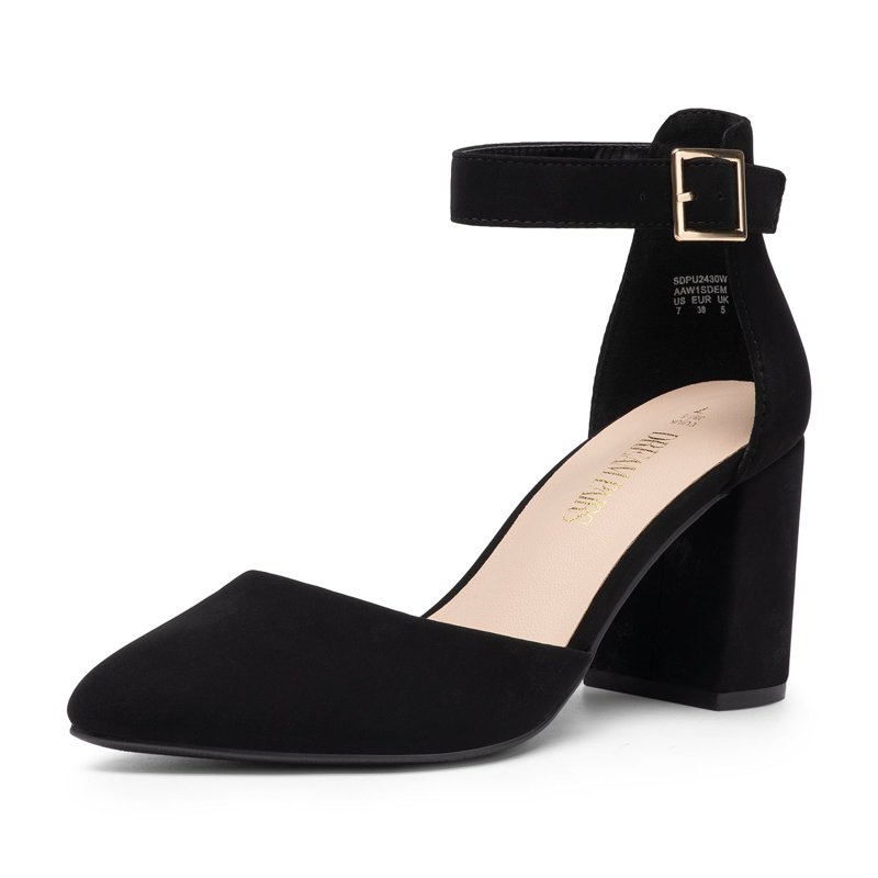 DREAM PAIRS ANNEE Women’s Pointed Toe Low Chunky Heel Pumps – Comfortable Dress Shoes for Work Parties and Everyday Wear