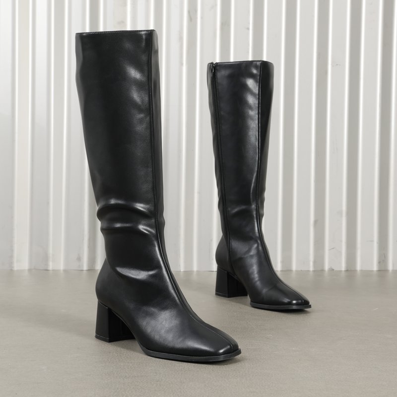 DREAM PAIRS Cowboy Boots For Women Cowgirl Knee High Boots Comfortable Pull On Zipper Chunky Heel Pointed Toe Embroidered Western Boots