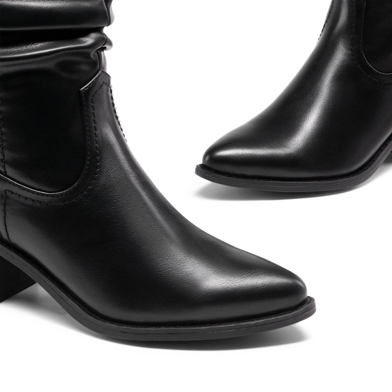 DREAM PAIRS Women's Cowgirl Boots Mid Calf Western Cowboy Chunky Heel Boots Slouchy & Pull-on For Women