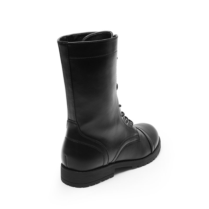 DREAM PAIRS Women’s Mid-Calf Combat Boots Lace-Up Military Style Boots With Side Zipper Faux Leather Round Toe Fall Winter Booties