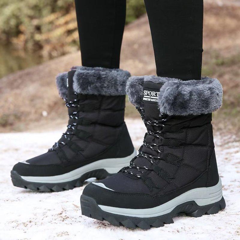 Dumajo Snow Boots For Women Winter Waterproof Shoes Thickened Faux Fur Lined Frosty Warm Outdoor Boots