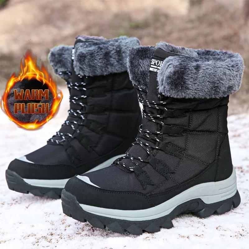 Dumajo Snow Boots For Women Winter Waterproof Shoes Thickened Faux Fur Lined Frosty Warm Outdoor Boots